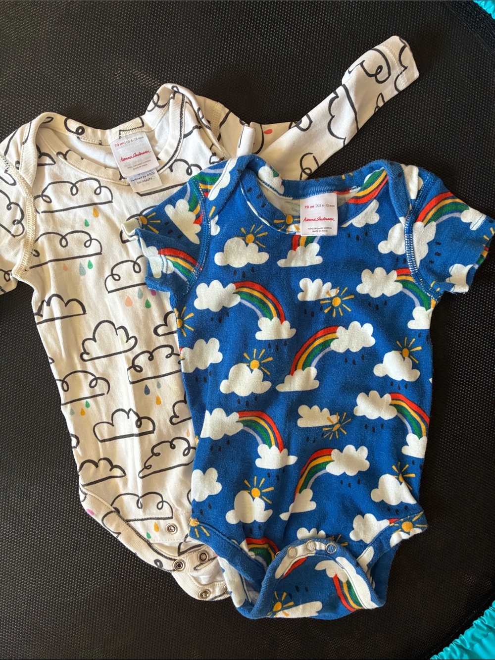Hanna Andersson Rainbow Cloud Baby One-Piece Bodysuit Bundle 6-12 months